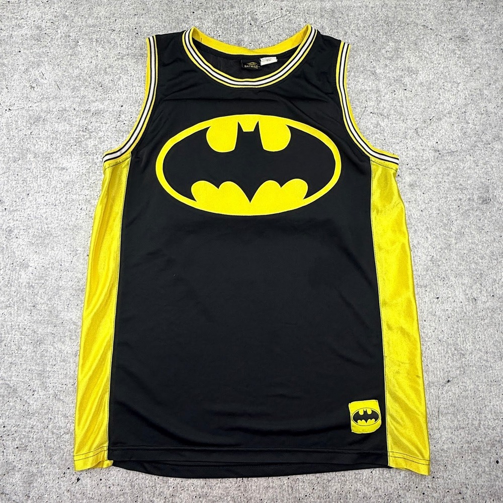 Vintage DC Comics Batman Logo Basketball Jersey #1 Tank Top Size Large-XL? Black